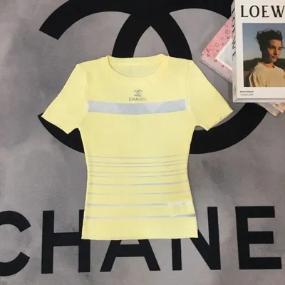 Chanel Knit Yellow Ribbed T-Shirt