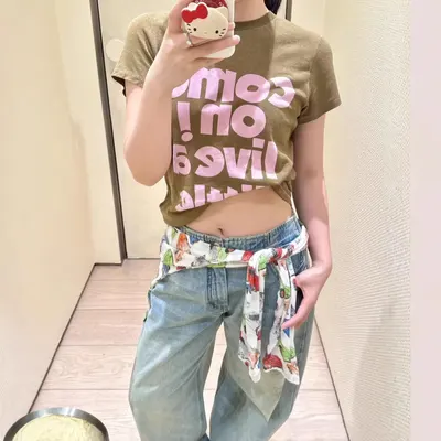 Unisex Crop Top Olive Green Graphic Tee