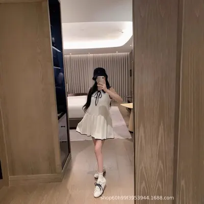 White Sleeveless Pleated Mini Dress Casual