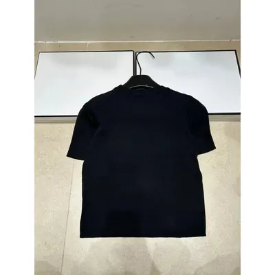 Knitted Short Sleeve Black Casual Top