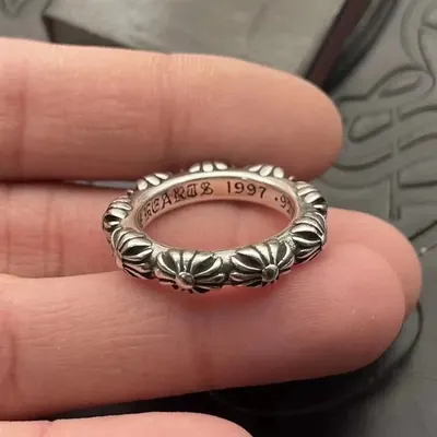 Tiffany & Co 1997 Silver Floral Band Ring