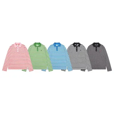 Lacoste Long Sleeve Striped Polo Pink Casual Shirt