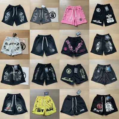 Hellstar Flame Print Black Casual Shorts