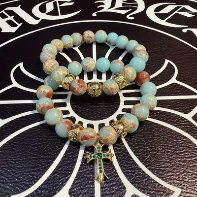Stone Beaded Bracelet Blue Multicolor Religious Jewelry