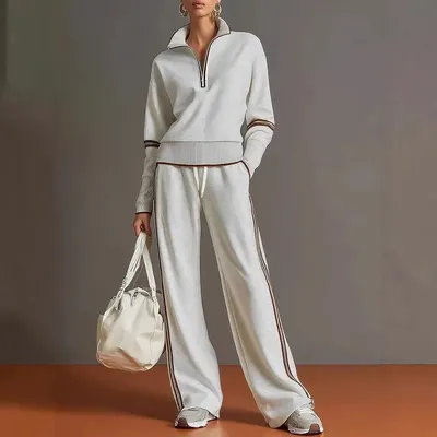 Cotton Track Suit Light Gray Sporty Set