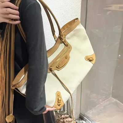 Canvas Tote Bag Beige Casual Shoulder Bag