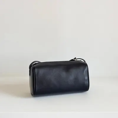 Leather Cosmetic Bag Black Minimalist