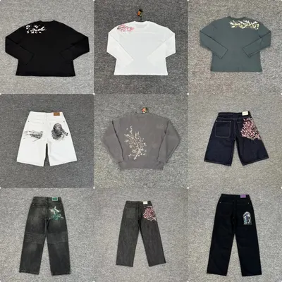 Embroidered Denim Pants Black Casual Style