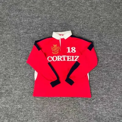 Corteiz 18 Red Long Sleeve Rugby Shirt