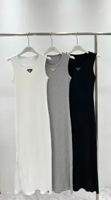 Basic Sleeveless Dress White Gray Black Minimalist
