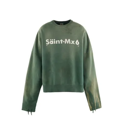 Saint-Mx6 Crewneck Green Oversized Sweatshirt