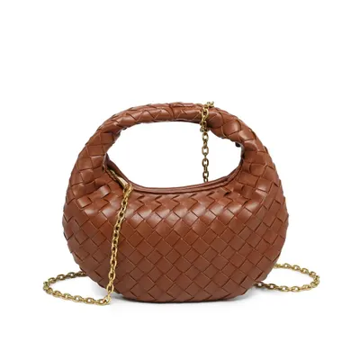 Woven Leather Brown Handbag Crossbody