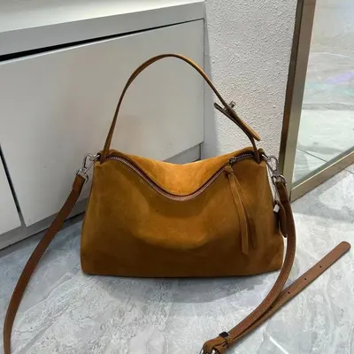 Suede Hobo Bag Tan Casual Handbag