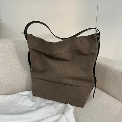 Canvas Tote Bag Brown Minimalist Style