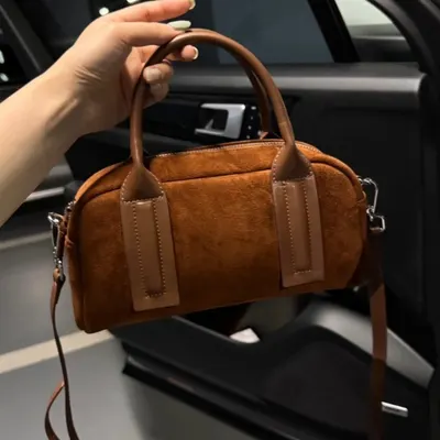 Suede Handbag Brown Classic Tote Bag